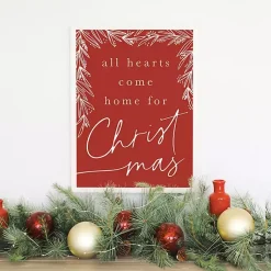 Christmas Art & Wall Decor>Kirklands Home All Hearts Come Home for Christmas Wall Plaque Red