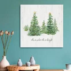 Christmas Art & Wall Decor>Kirklands Home All is Calm Trees Canvas Art Print
