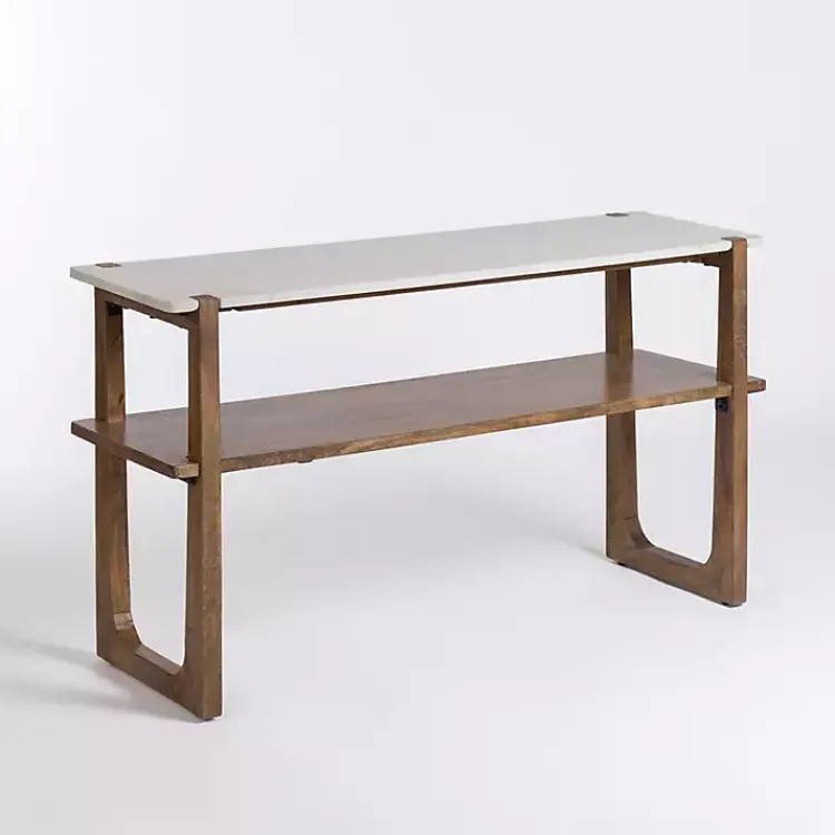Kirklands Home Allen Wood and Marble Console Table New