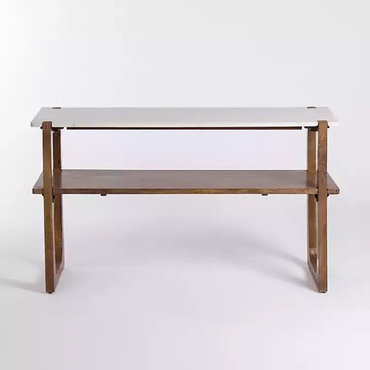 Kirklands Home Allen Wood and Marble Console Table New