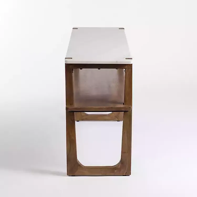 Kirklands Home Allen Wood and Marble Console Table New