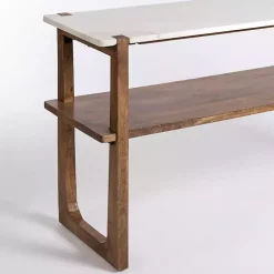Kirklands Home Allen Wood and Marble Console Table New