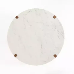 Kirklands Home Allen Wood and Marble Round Coffee Table White Sale