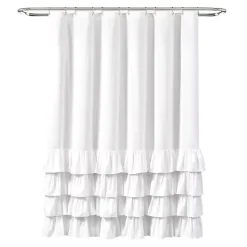 Kirklands Home Allison Ruffle Shower Curtain White Sale