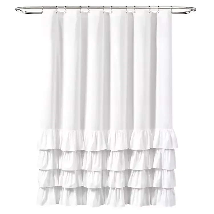 Kirklands Home Allison Ruffle Shower Curtain White Sale