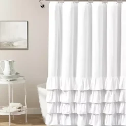 Kirklands Home Allison Ruffle Shower Curtain White Sale