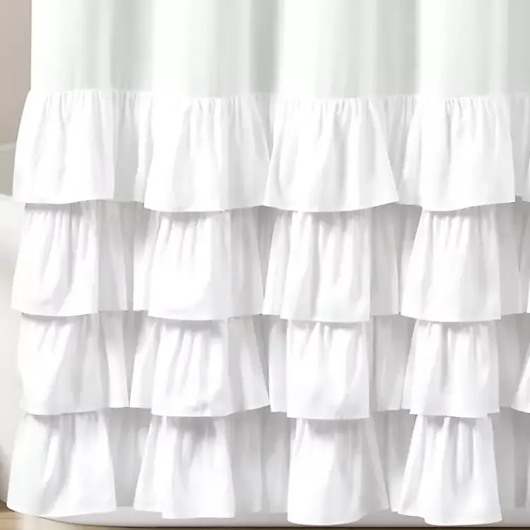 Kirklands Home Allison Ruffle Shower Curtain White Sale