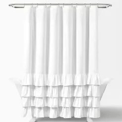 Kirklands Home Allison Ruffle Shower Curtain White Sale