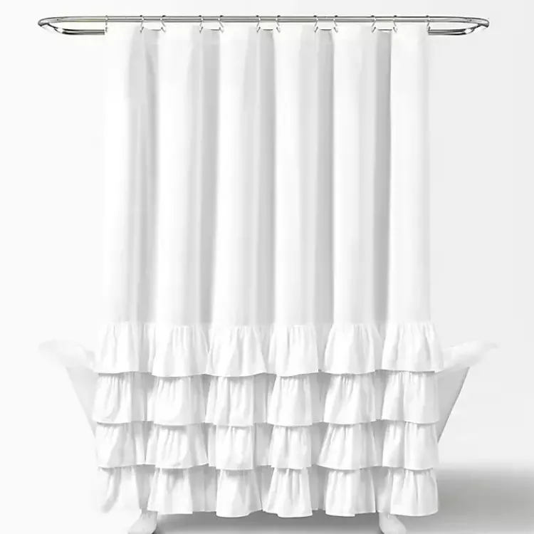 Kirklands Home Allison Ruffle Shower Curtain White Sale