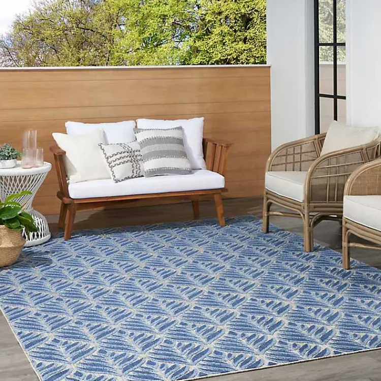 Kirklands Home Aloha Botanical Indoor/Outdoor Rug, 7x10 Blue Best