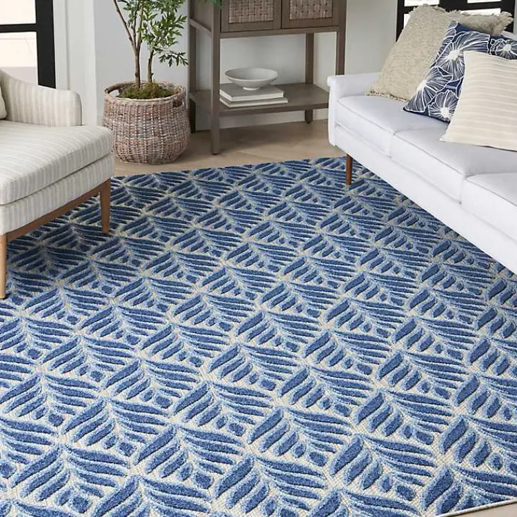 Kirklands Home Aloha Botanical Indoor/Outdoor Rug, 7x10 Blue Best