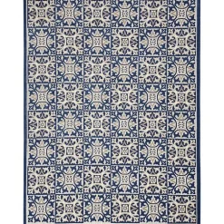 Kirklands Home Aloha Blue Geometric Indoor/Outdoor Area Rug, 5x7 New