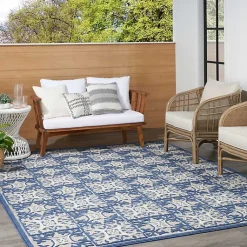 Kirklands Home Aloha Blue Geometric Indoor/Outdoor Area Rug, 6x9 Sale