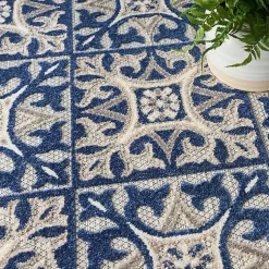 Kirklands Home Aloha Blue Geometric Indoor/Outdoor Area Rug, 6x9 Sale
