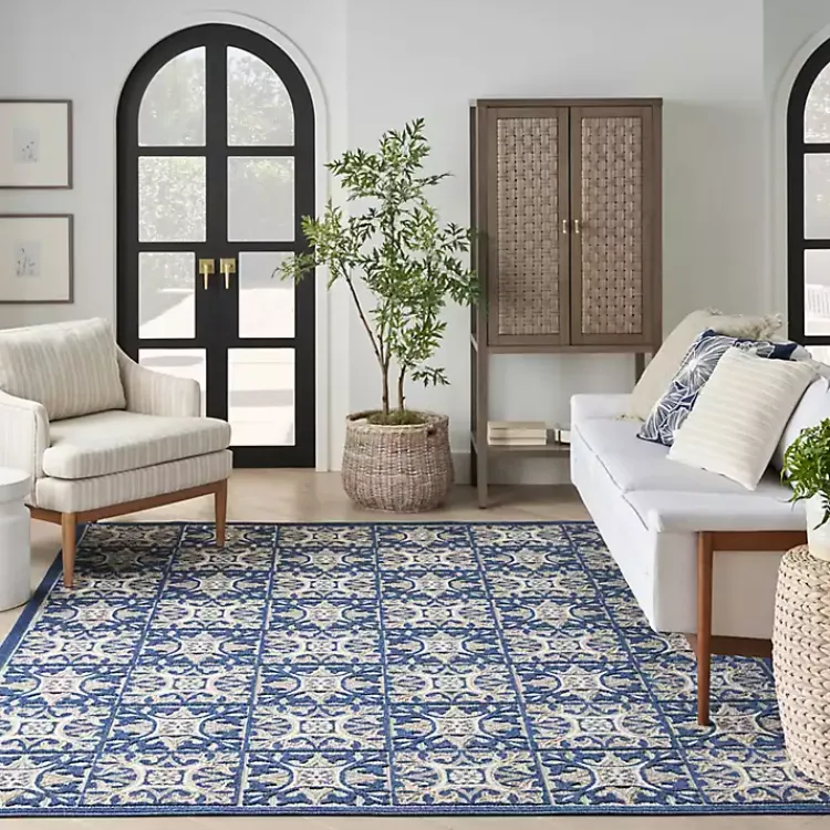 Kirklands Home Aloha Blue Geometric Indoor/Outdoor Area Rug, 6x9 Sale