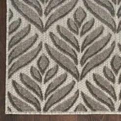 Kirklands Home Aloha Botanical Indoor/Outdoor Rug, 5x7 Gray Hot
