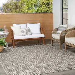 Kirklands Home Aloha Botanical Indoor/Outdoor Rug, 5x7 Gray Hot