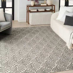Kirklands Home Aloha Botanical Indoor/Outdoor Rug, 5x7 Gray Hot