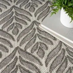 Kirklands Home Aloha Botanical Indoor/Outdoor Rug, 5x7 Gray Hot