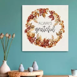 Fall>Kirklands Home Always Grateful Wreath Canvas Art Print