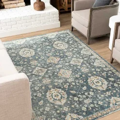 Kirklands Home Amanda Anthracite Washable Area Rug, 9x6 Blue Sale