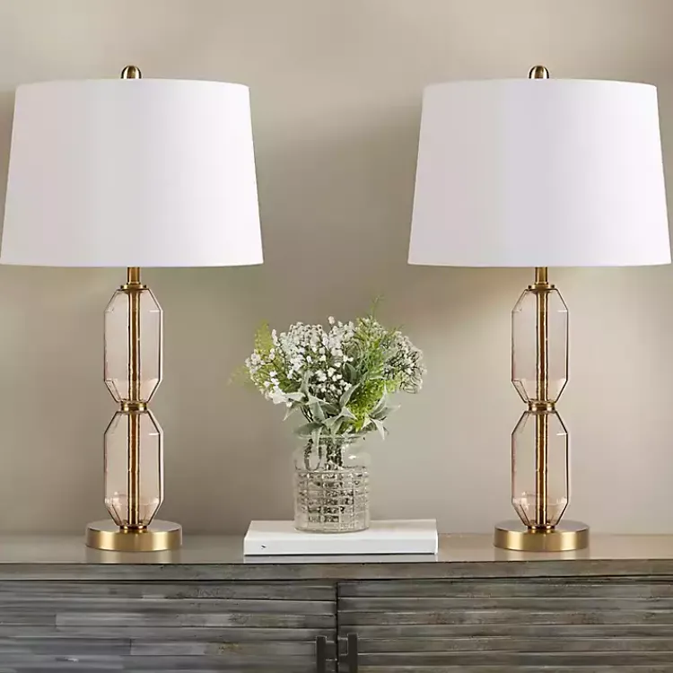 Kirklands Home Amber Faceted Glass Table Lamp Brown