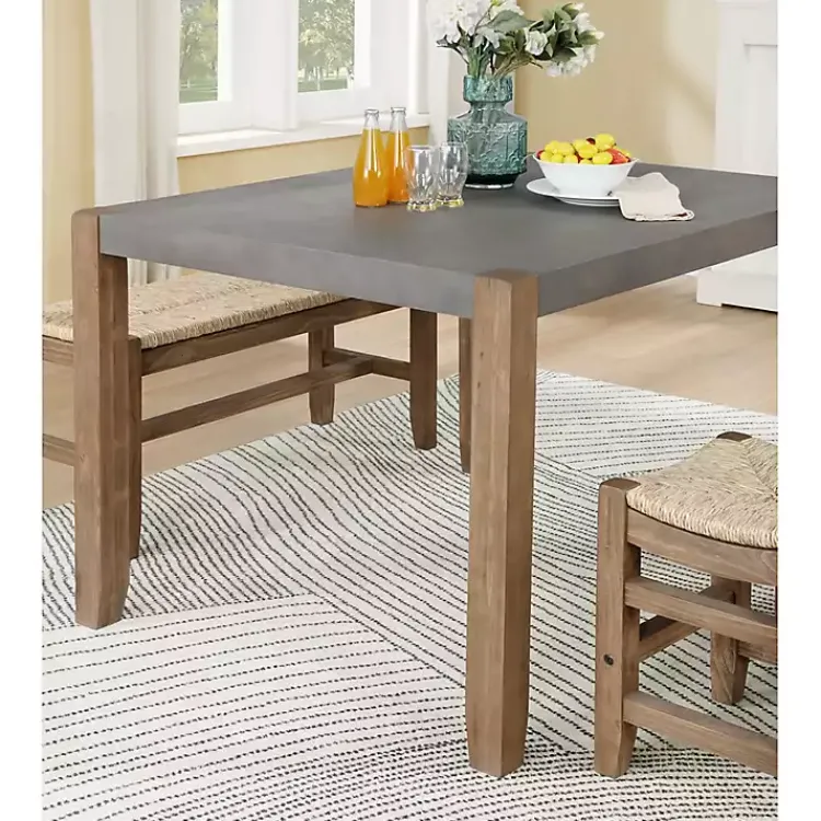 Kirklands Home Amber Wood Faux Concrete Top Dining Table Brown Discount
