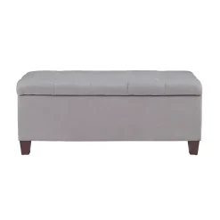 Kirklands Home Amelia Tufted Shoe Storage Ottoman Bench Gray Sale