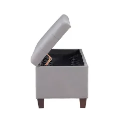 Kirklands Home Amelia Tufted Shoe Storage Ottoman Bench Gray Sale