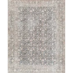 Kirklands Home Amelie Black Traditional Washable Area Rug, 6x9 Clearance