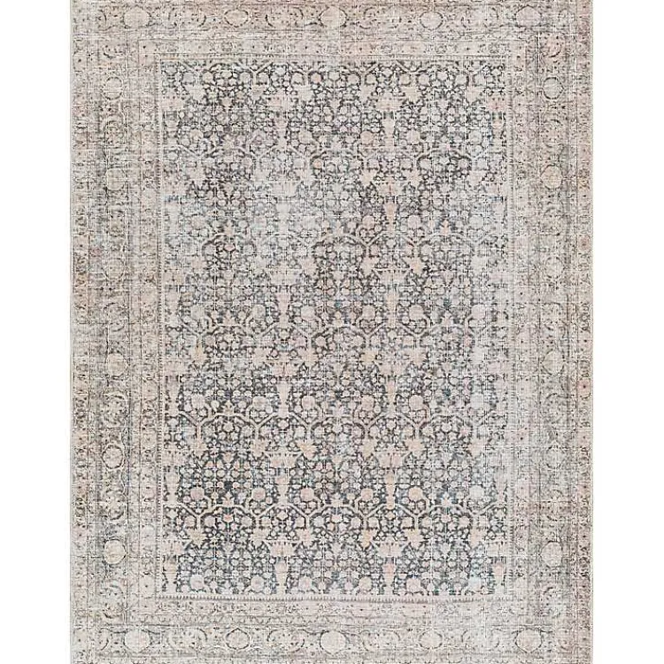 Kirklands Home Amelie Black Traditional Washable Area Rug, 6x9 Clearance