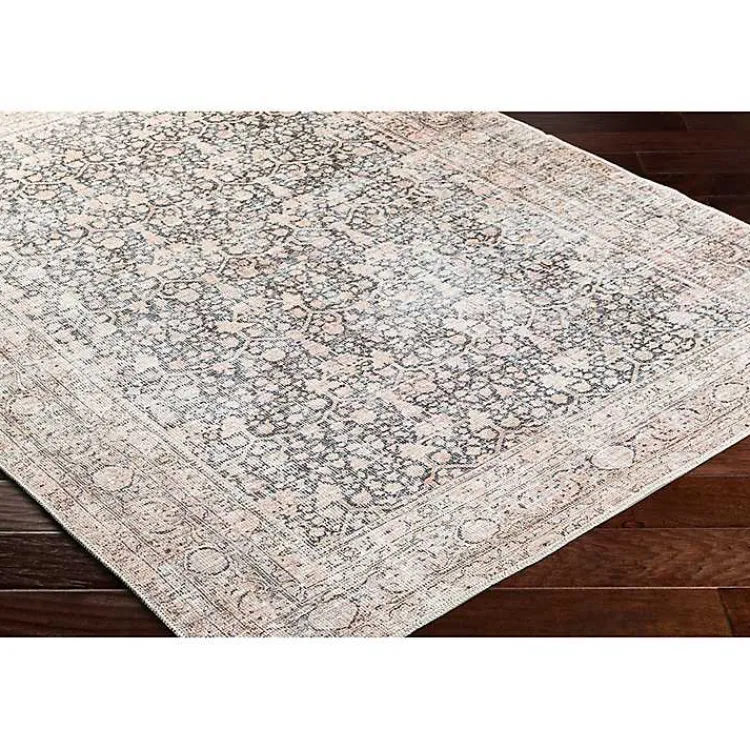 Kirklands Home Amelie Black Traditional Washable Area Rug, 6x9 Clearance