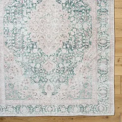 Kirklands Home Amelie Green Traditional Washable Area Rug, 5x7 Sale
