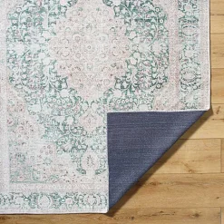 Kirklands Home Amelie Green Traditional Washable Area Rug, 6x9 Clearance