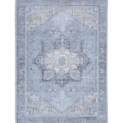 Kirklands Home Amelie Silver Classic Washable Area Rug, 5x7 Blue Outlet