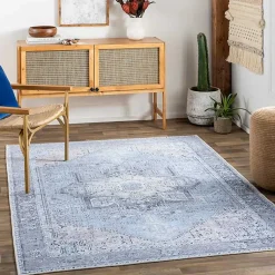 Kirklands Home Amelie Silver Classic Washable Area Rug, 5x7 Blue Outlet