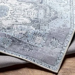 Kirklands Home Amelie Silver Classic Washable Area Rug, 5x7 Blue Outlet