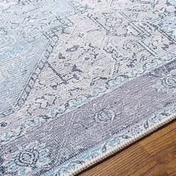 Kirklands Home Amelie Silver Classic Washable Area Rug, 5x7 Blue Outlet