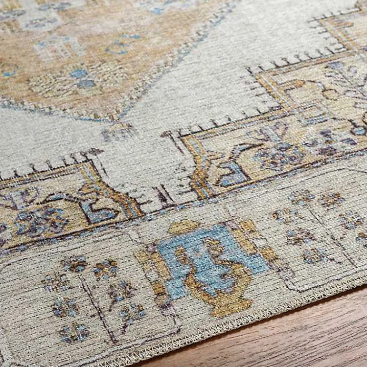 Kirklands Home Amelie Yellow Traditional Washable Area Rug, 7x10 Clearance