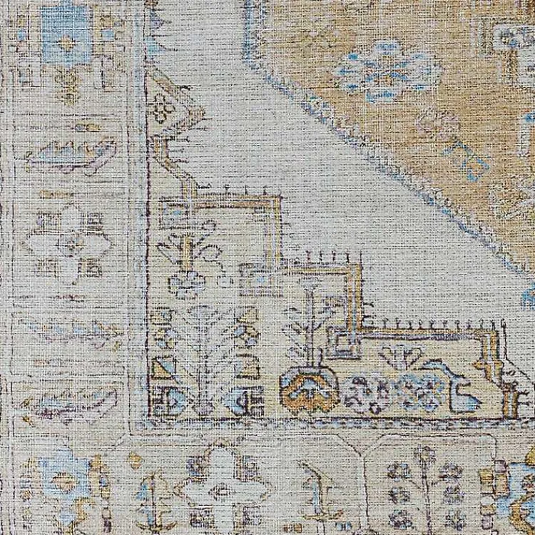 Kirklands Home Amelie Yellow Traditional Washable Area Rug, 7x10 Clearance