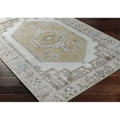 Kirklands Home Amelie Yellow Traditional Washable Area Rug, 8x12 Online