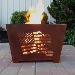 Kirklands Home American Flag Box Fire Pit Orange Discount