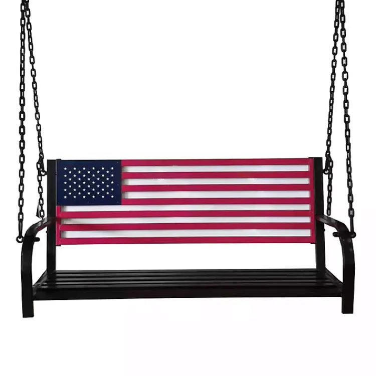 Kirklands Home American Flag Metal Bench Swing Multi Best