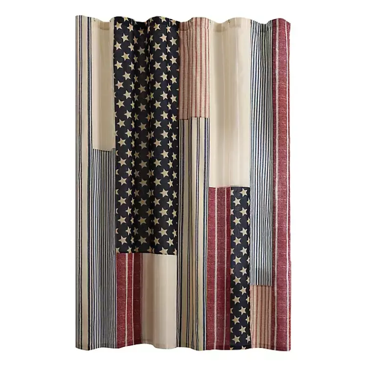 Kirklands Home Americana Shower Curtain Multi New