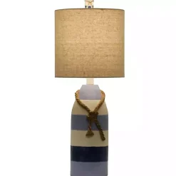 Kirklands Home Anna Maria Blue Stripe Table Lamp Tan