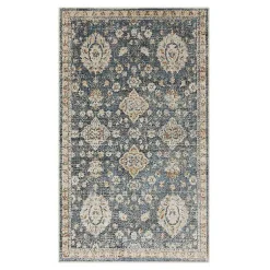 Kirklands Home Anthracite Granary Floral Area Rug, 8x10 Blue