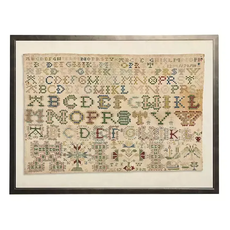 Kirklands Home Antique ABC Sampler Framed Wall Art Tan Outlet