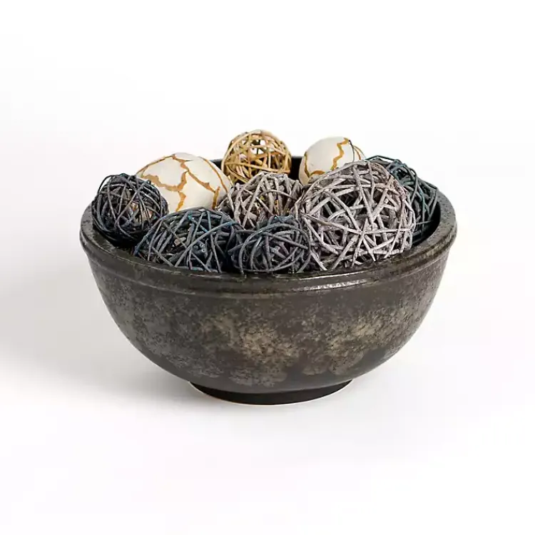 Decorative Bowls & Jars>Kirklands Home Antique Black Ceramic Decorative Bowl