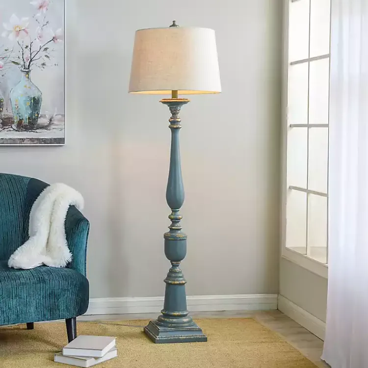 Kirklands Home Antique Bourgault Floor Lamp Blue New