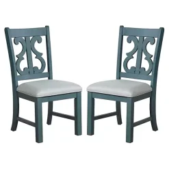 Kirklands Home Antique Blue Upholstered Dining Chairs, Set of 2 Online